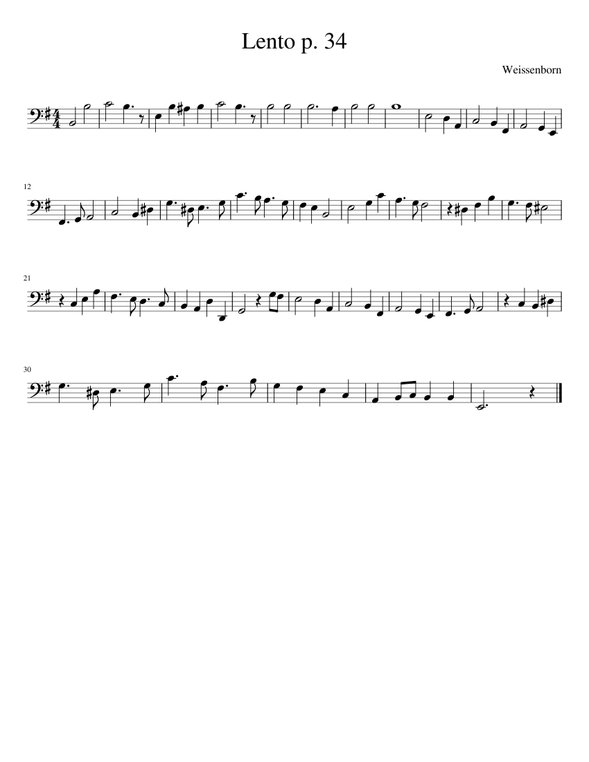 Lento p 34 - piano sheet music page 1