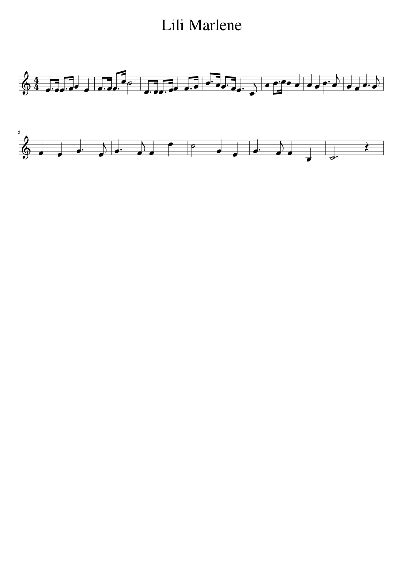 Lili Marlene - piano sheet music page 1