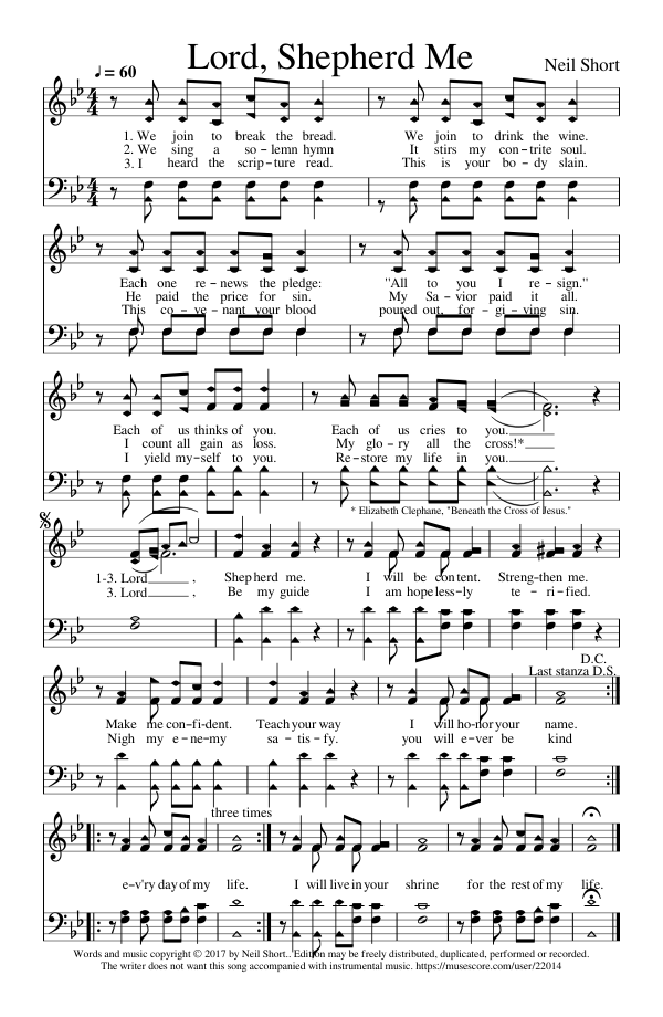Lord, Shepherd Me - piano sheet music page 1
