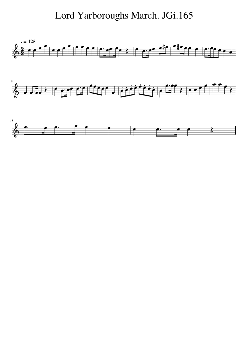 Lord Yarboroughs March. JGi.165 - piano sheet music page 1
