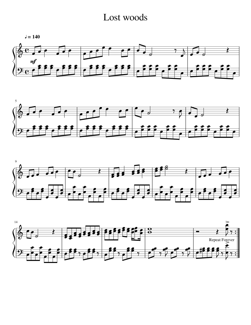 Lost woods - piano sheet music page 1