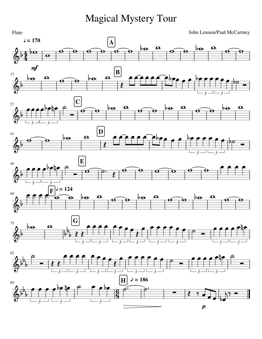 Magical Mystery Tour Flute - piano sheet music page 1