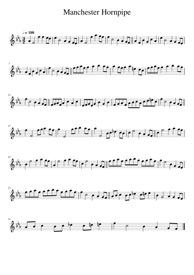 Manchester Hornpipe - piano sheet music page 1