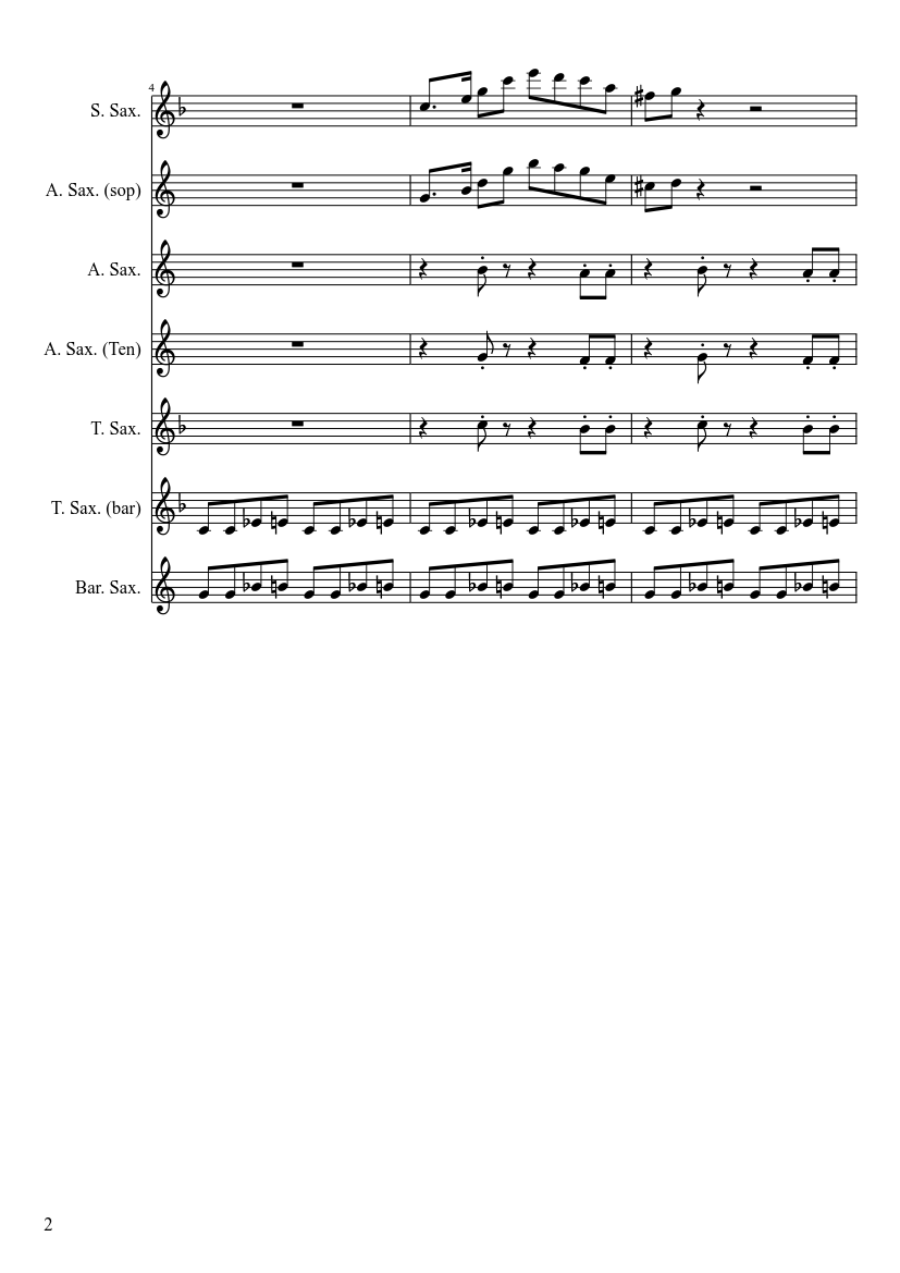 Mancini Baby Elephant Walk saxophone Quartet - piano sheet music page 2