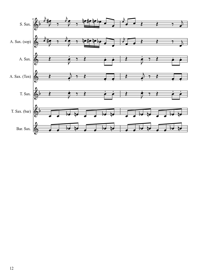 Mancini Baby Elephant Walk saxophone Quartet - piano sheet music page 12