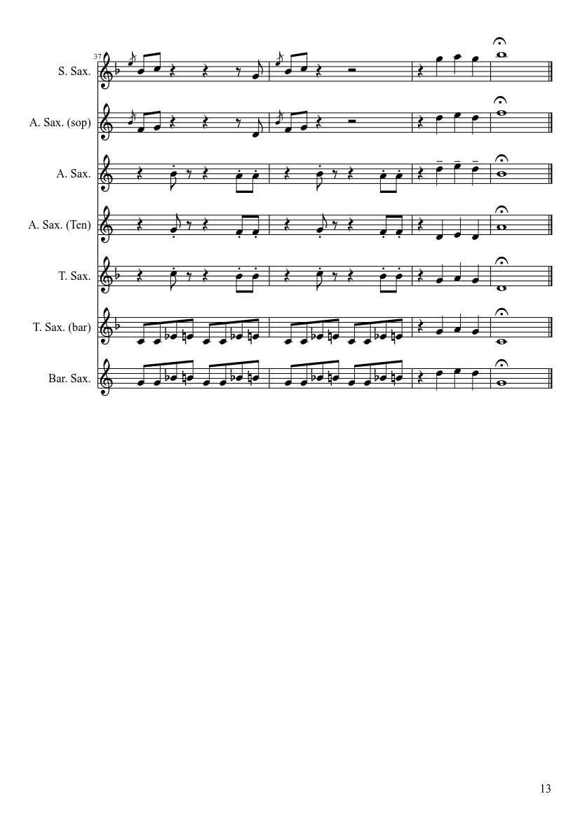 Mancini Baby Elephant Walk saxophone Quartet - piano sheet music page 13