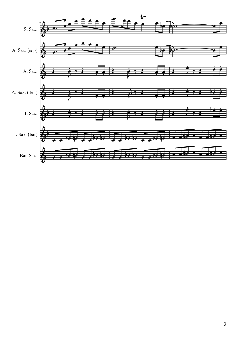 Mancini Baby Elephant Walk saxophone Quartet - piano sheet music page 3