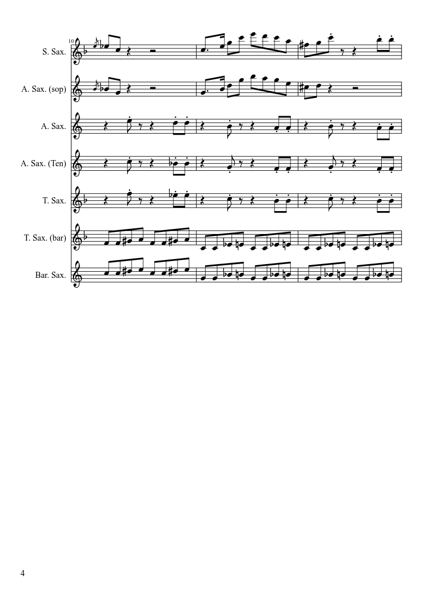 Mancini Baby Elephant Walk saxophone Quartet - piano sheet music page 4
