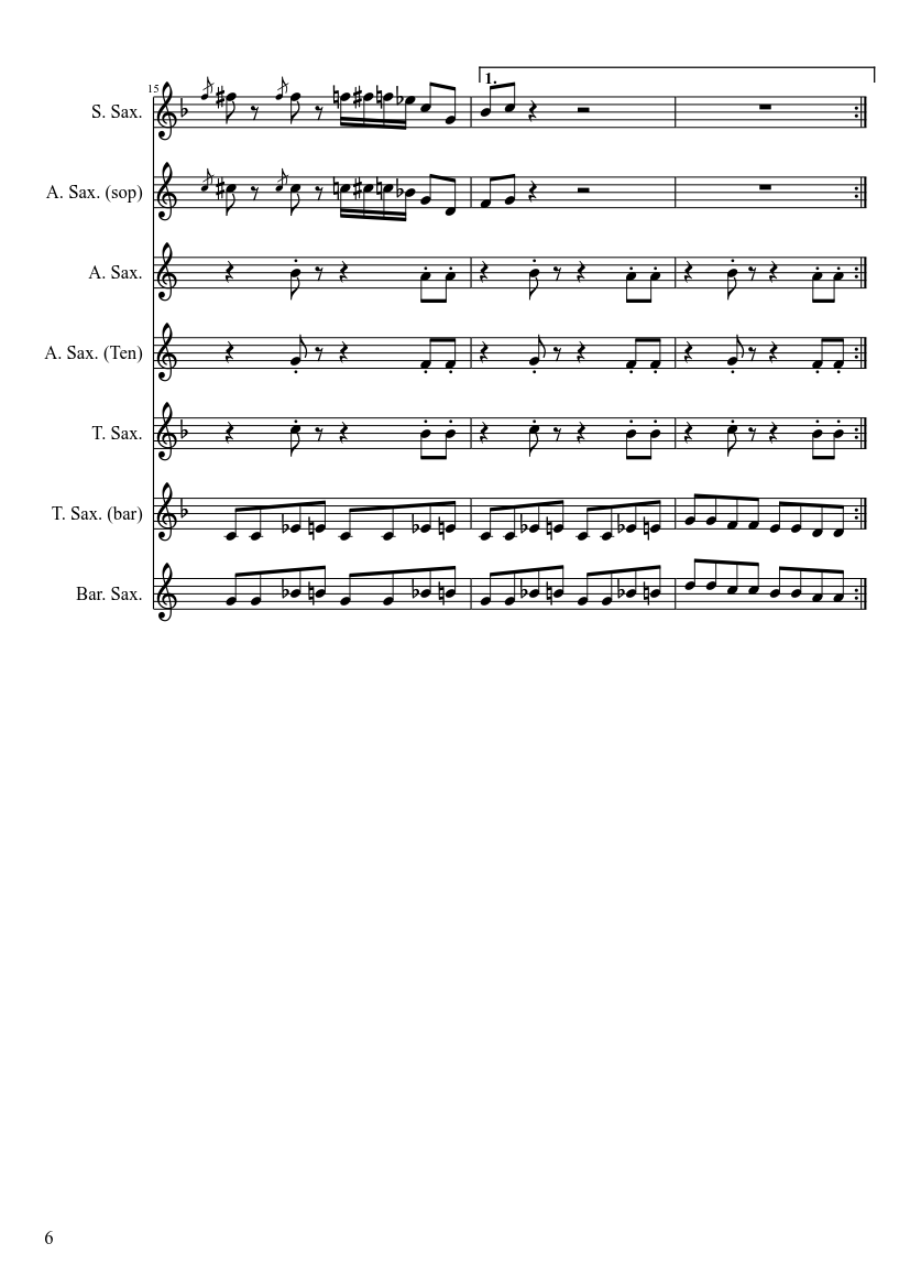 Mancini Baby Elephant Walk saxophone Quartet - piano sheet music page 6