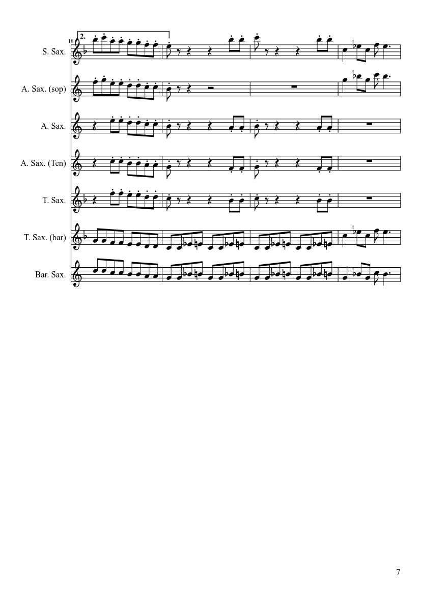 Mancini Baby Elephant Walk saxophone Quartet - piano sheet music page 7