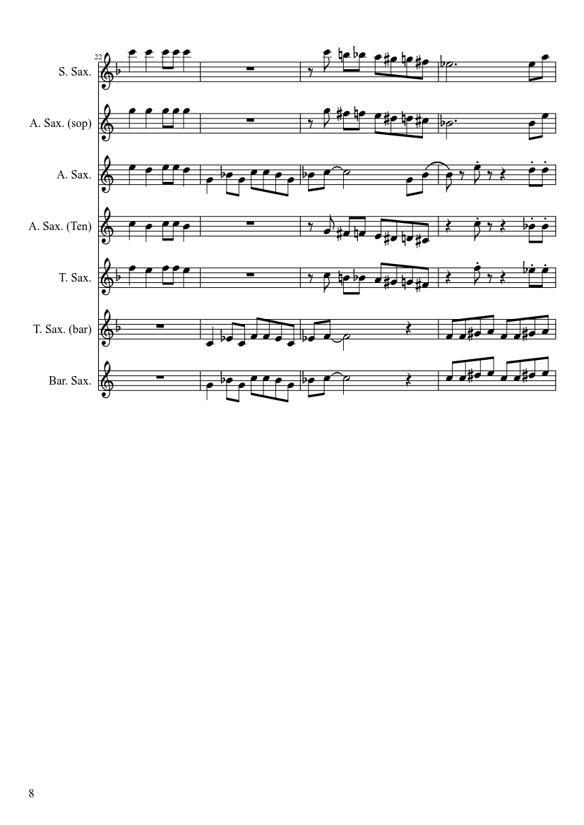 Mancini Baby Elephant Walk saxophone Quartet - piano sheet music page 8