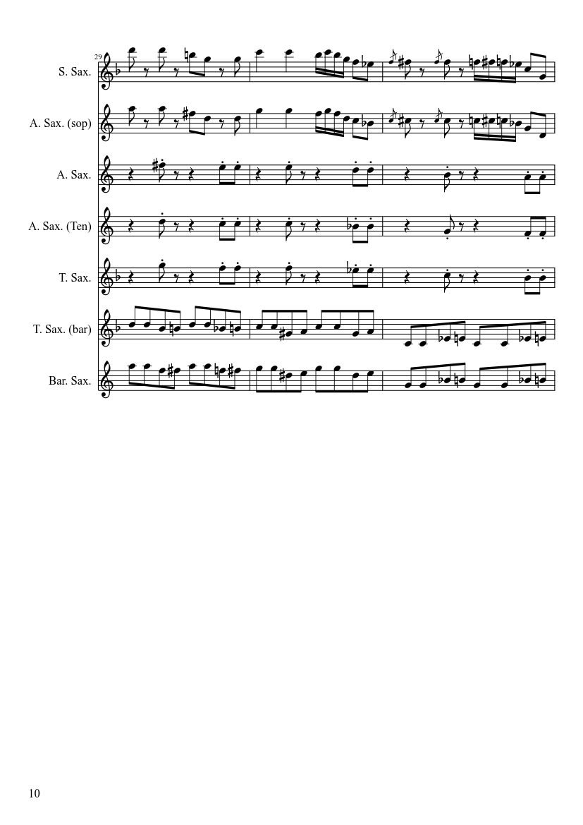 Mancini Baby Elephant Walk saxophone Quartet - piano sheet music page 10