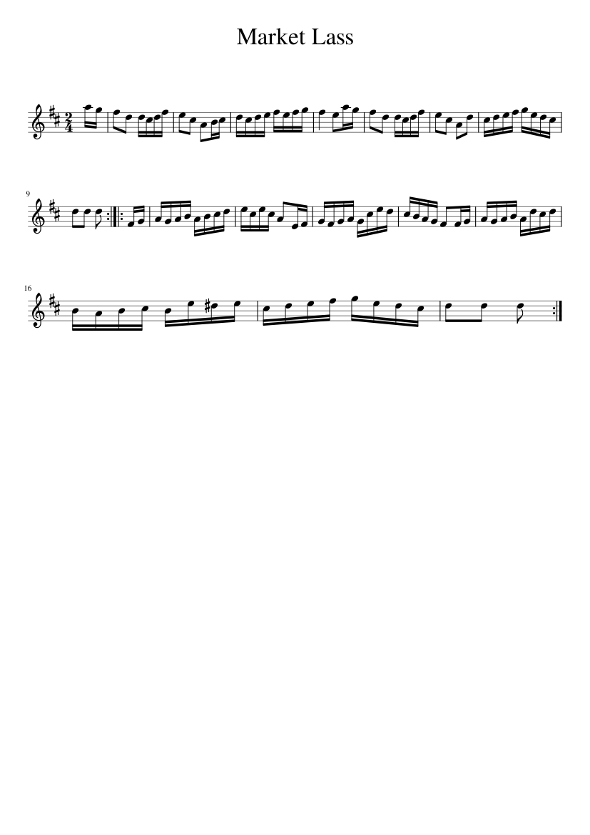Market Lass - piano sheet music page 1