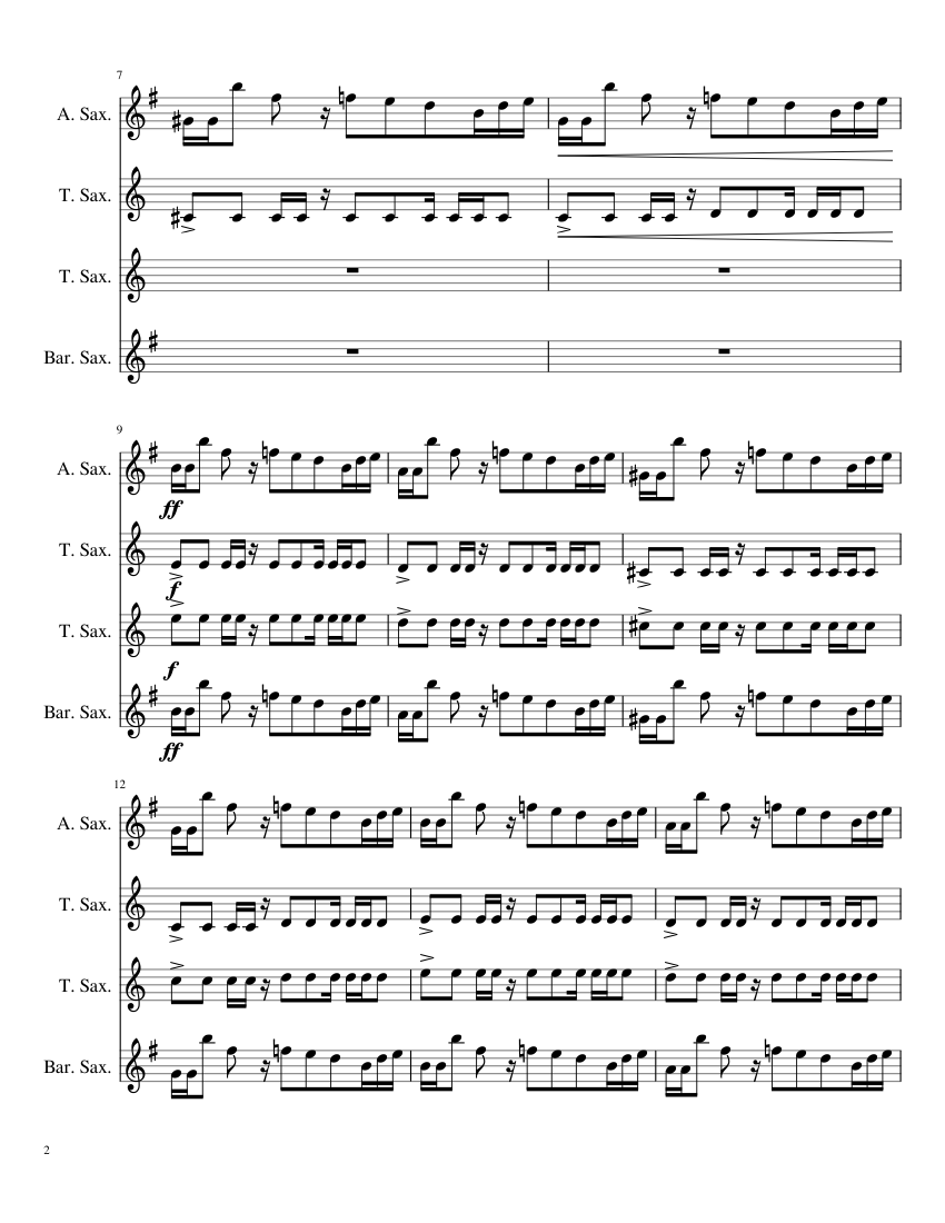 Megalovania Sax Quartet (ATTB) - piano sheet music page 2