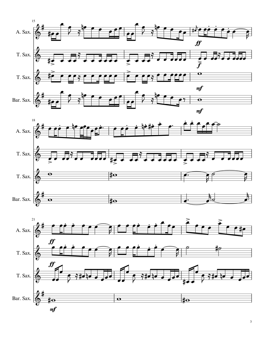 Megalovania Sax Quartet (ATTB) - piano sheet music page 3