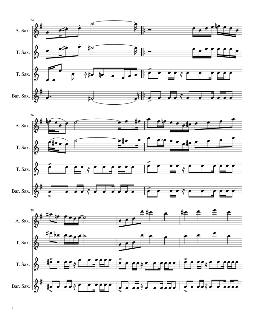 Megalovania Sax Quartet (ATTB) - piano sheet music page 4
