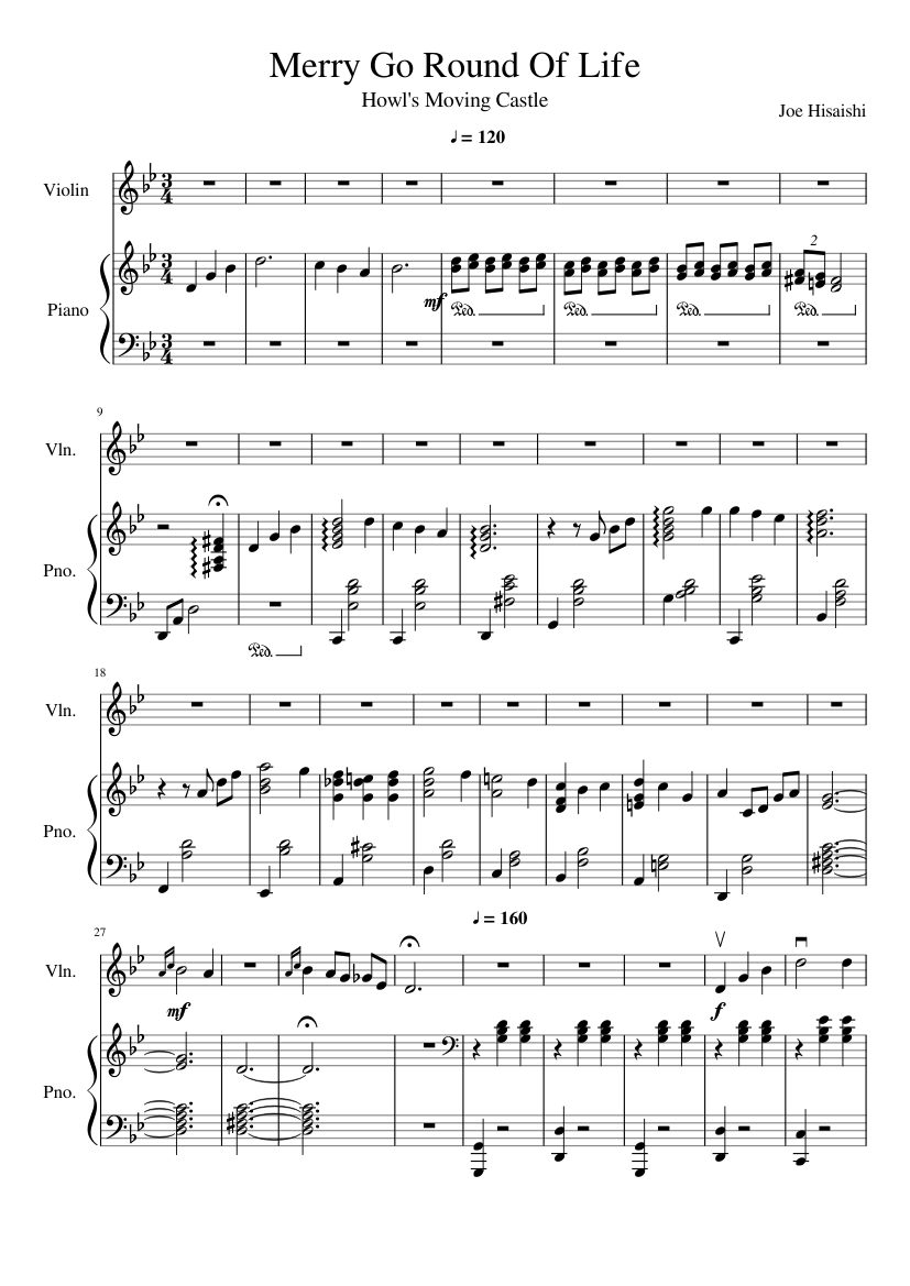 Merry Go Round Of Life - piano sheet music page 1