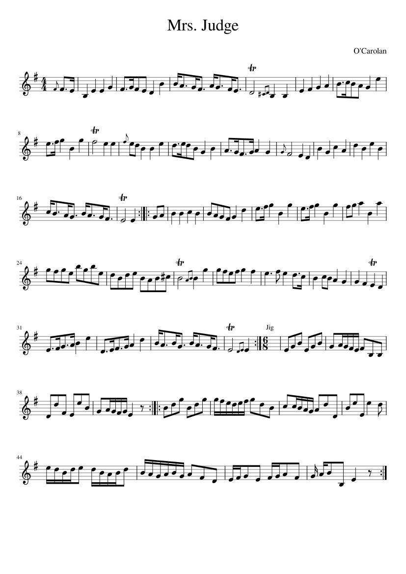 Mrs. Judge - piano sheet music page 1