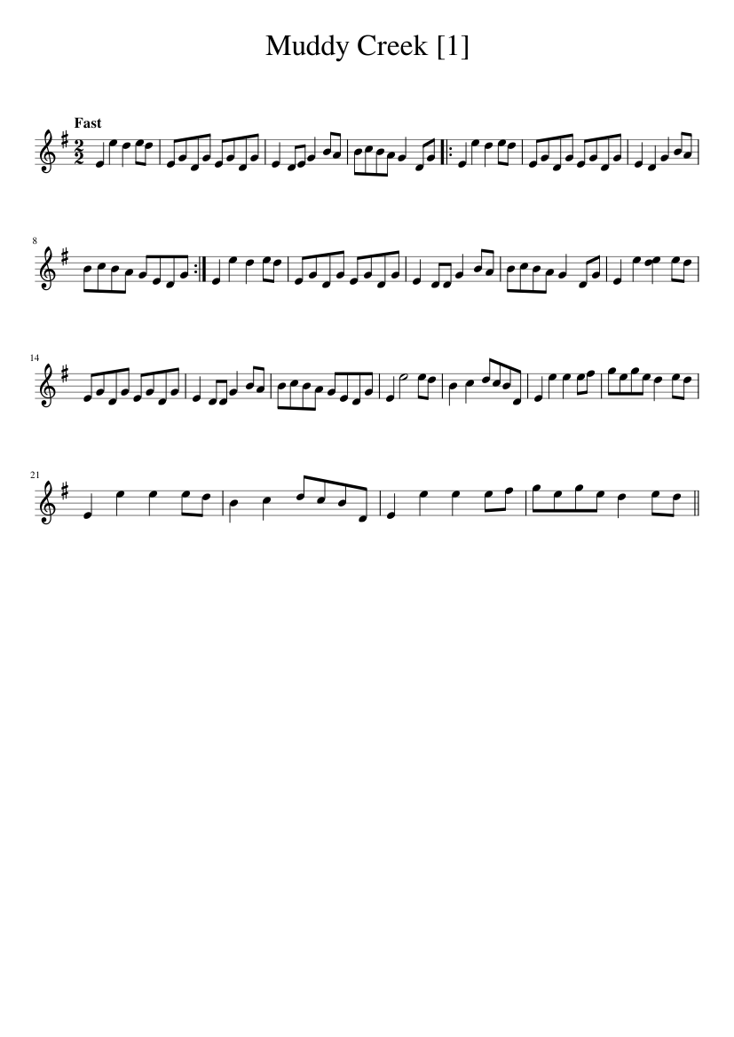 Muddy Creek - piano sheet music page 1