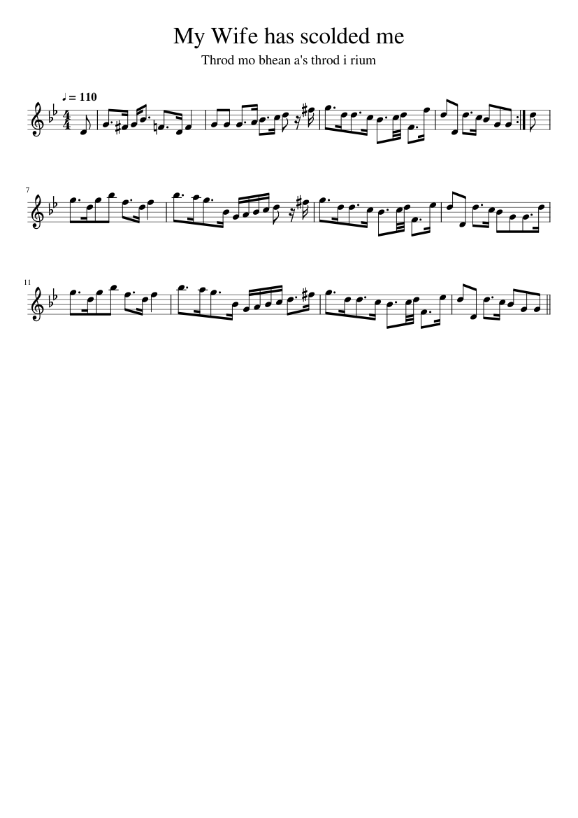 My Wife has scolded me - piano sheet music page 1