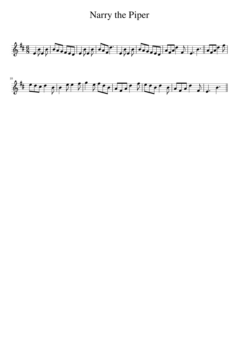 Narry the Piper - piano sheet music page 1