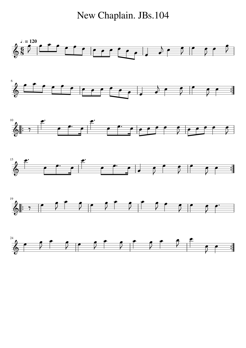 New Chaplain. JBs.104 - piano sheet music page 1