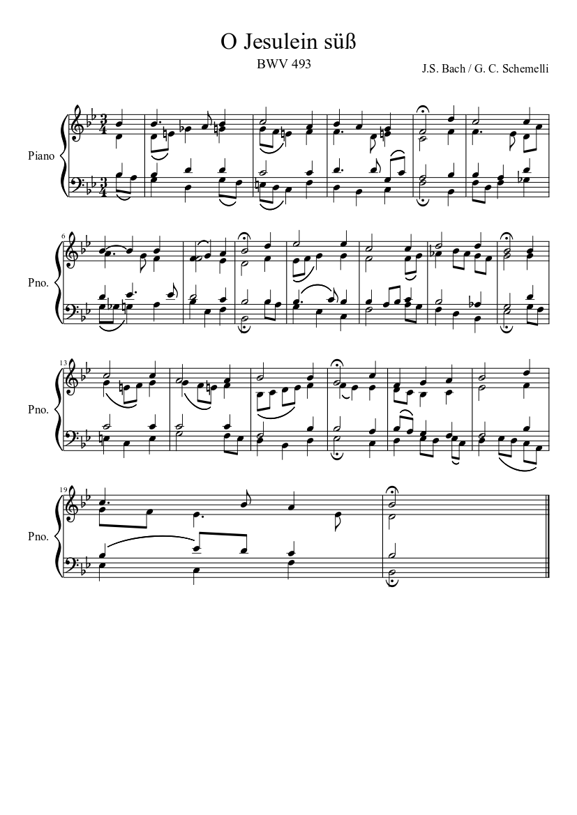 O Jesulein süß - piano sheet music page 1