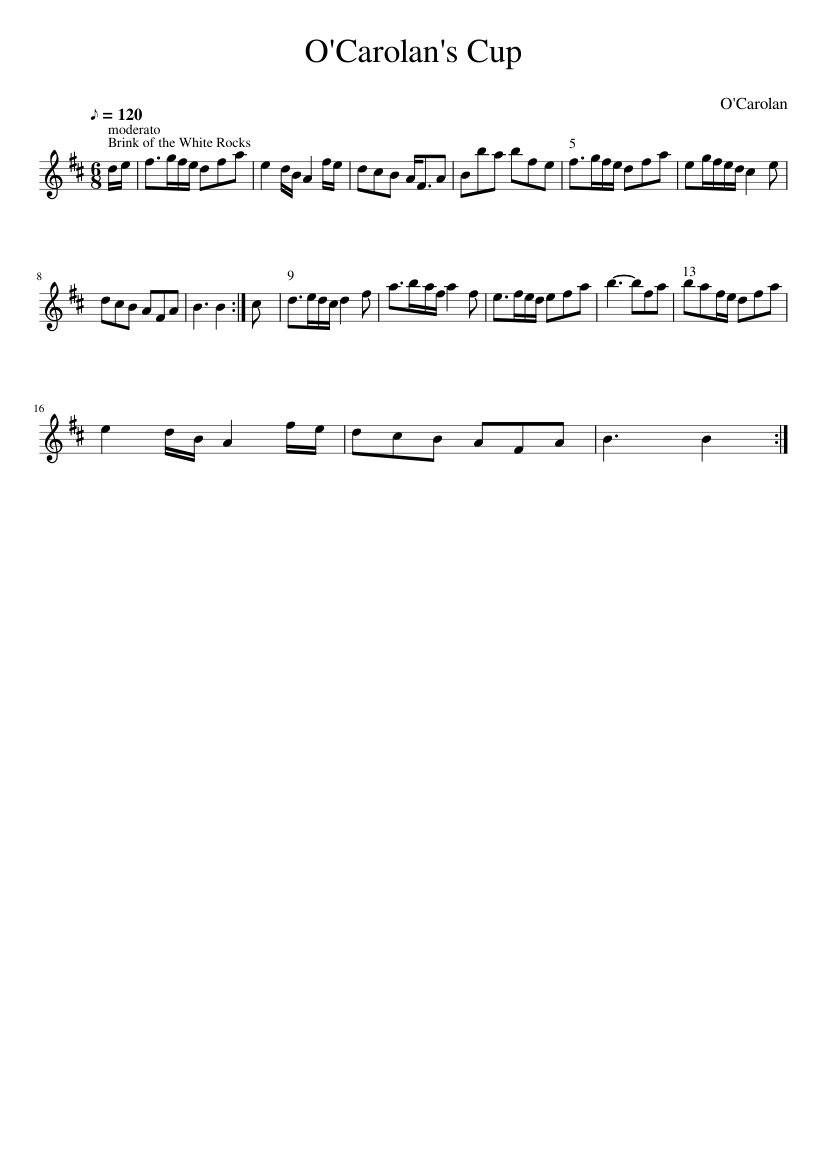 O'Carolan's Cup - piano sheet music page 1