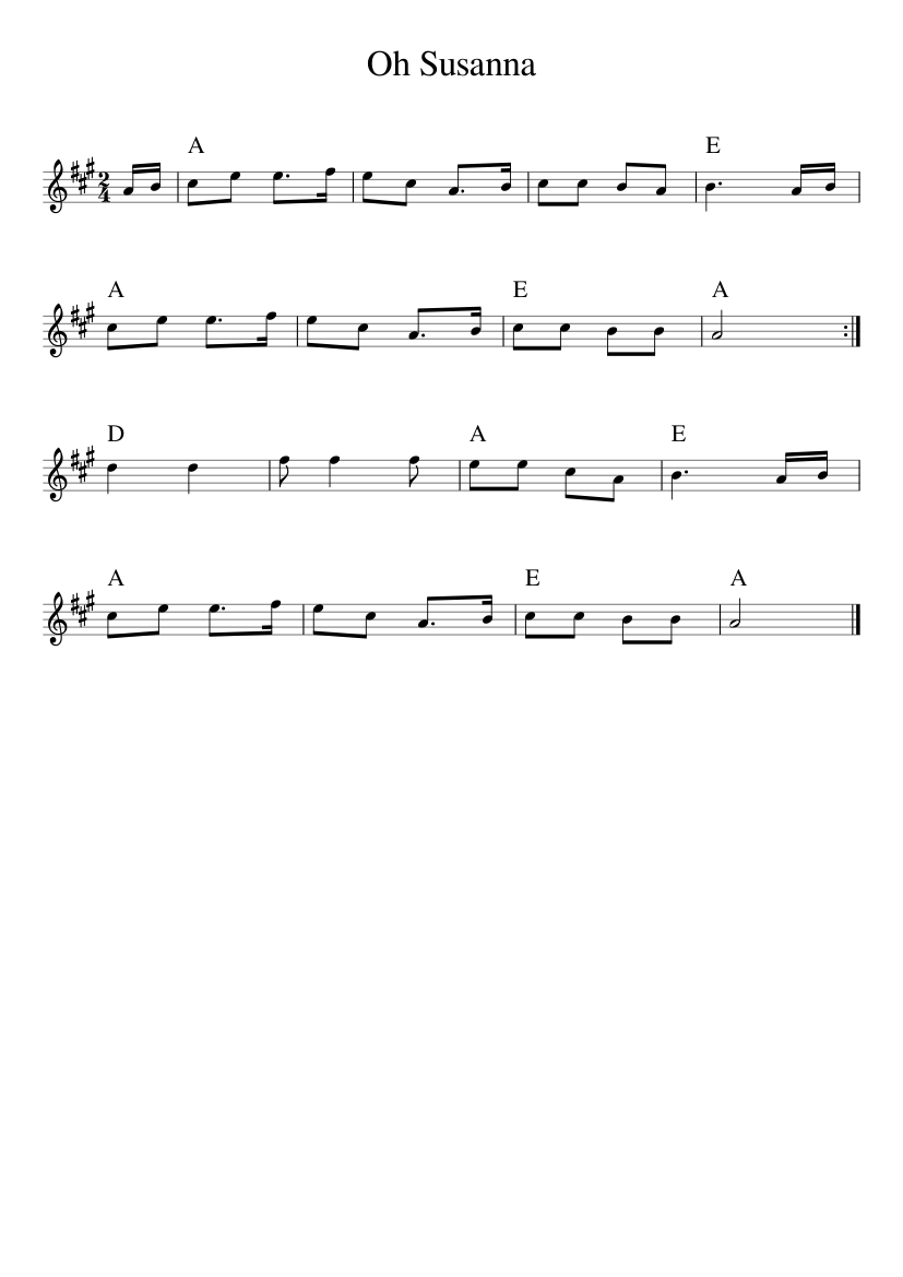 Oh, Susanna - piano sheet music page 1