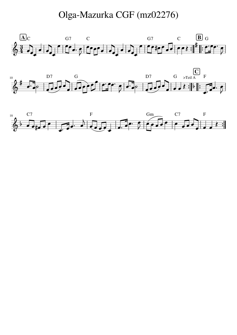 Olga-Mazurka CGF (mz02276) - piano sheet music page 1