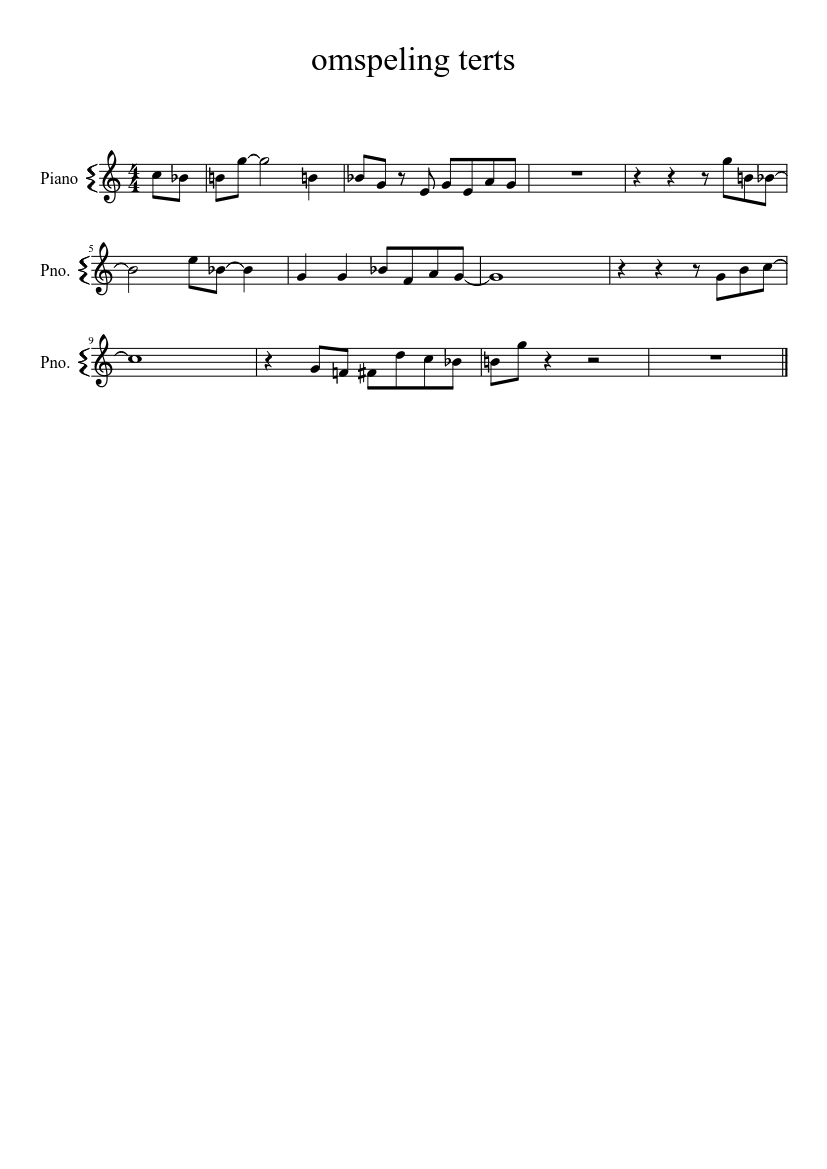 omspeling terts - piano sheet music page 1
