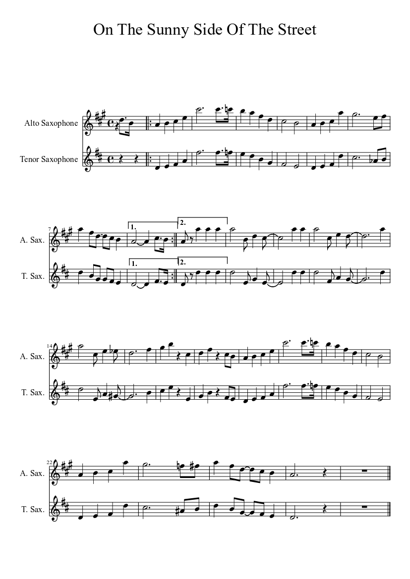 On The Sunny Side Of The Street - piano sheet music page 1