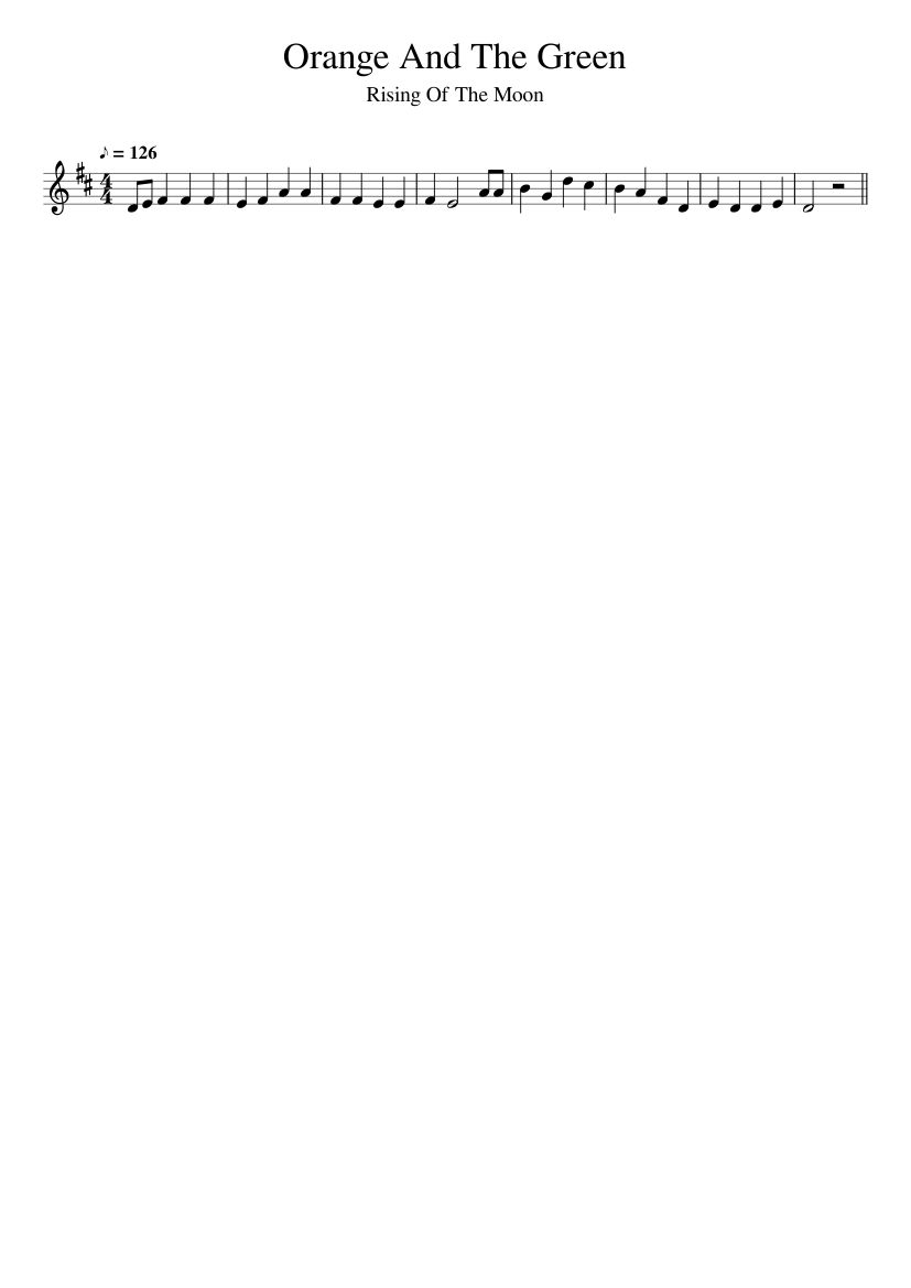 Orange And The Green - piano sheet music page 1