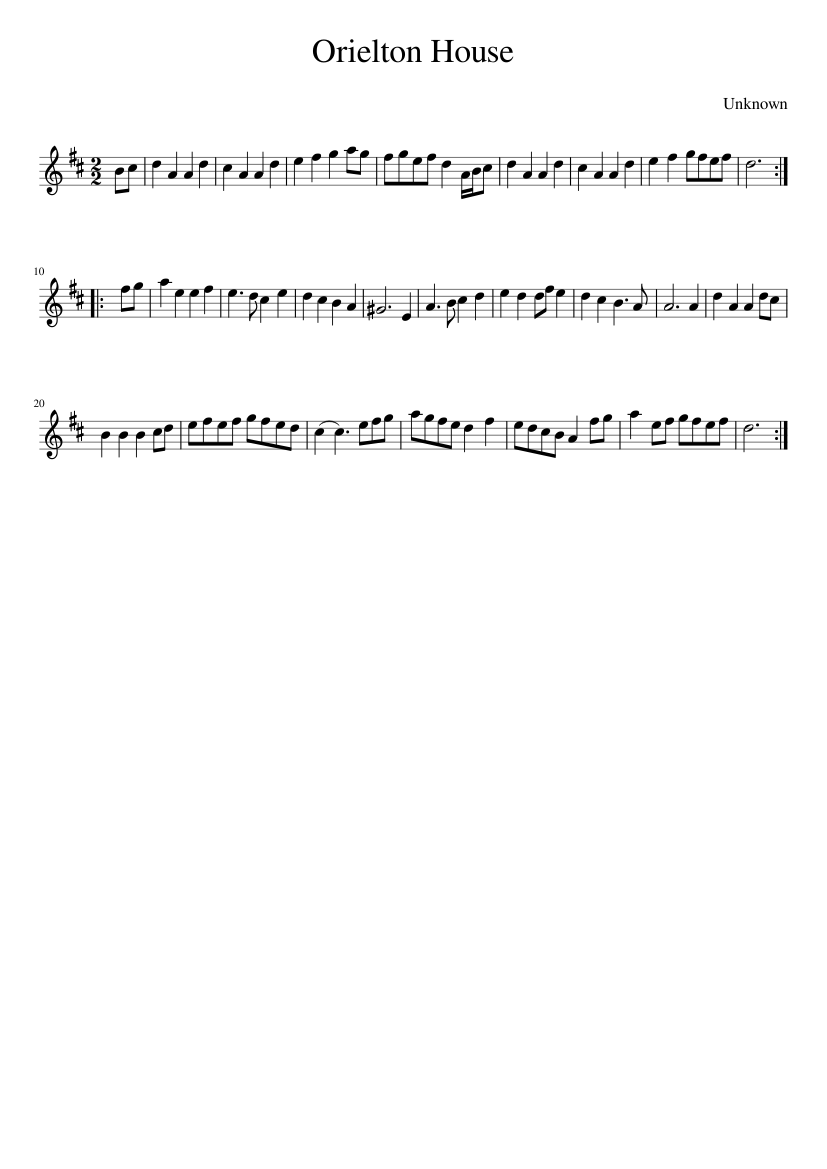 Orielton House - piano sheet music page 1