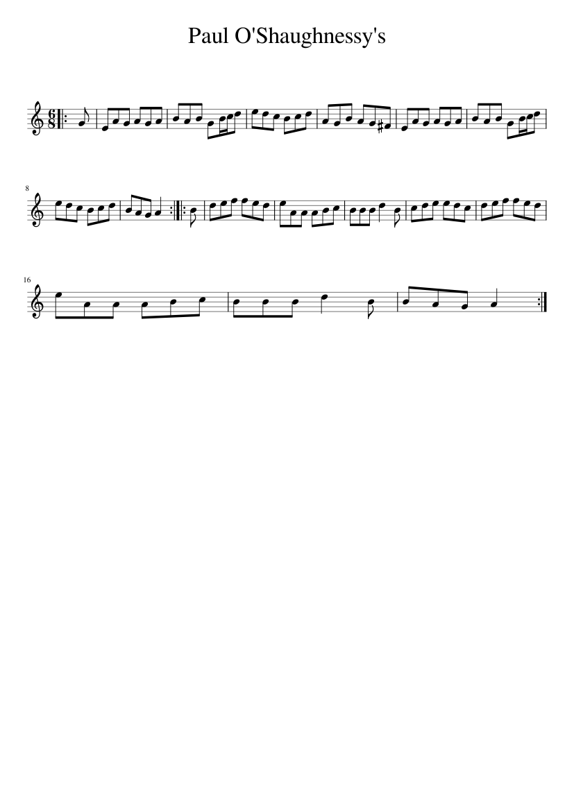 Paul O'Shaughnessy's - piano sheet music page 1