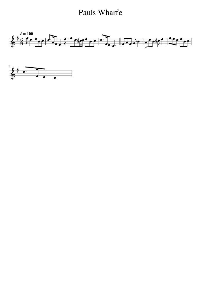 Pauls Wharfe - piano sheet music page 1