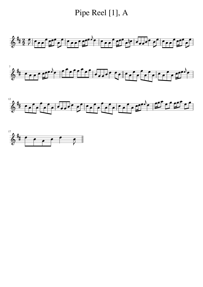 Pipe Reel [1], A - piano sheet music page 1