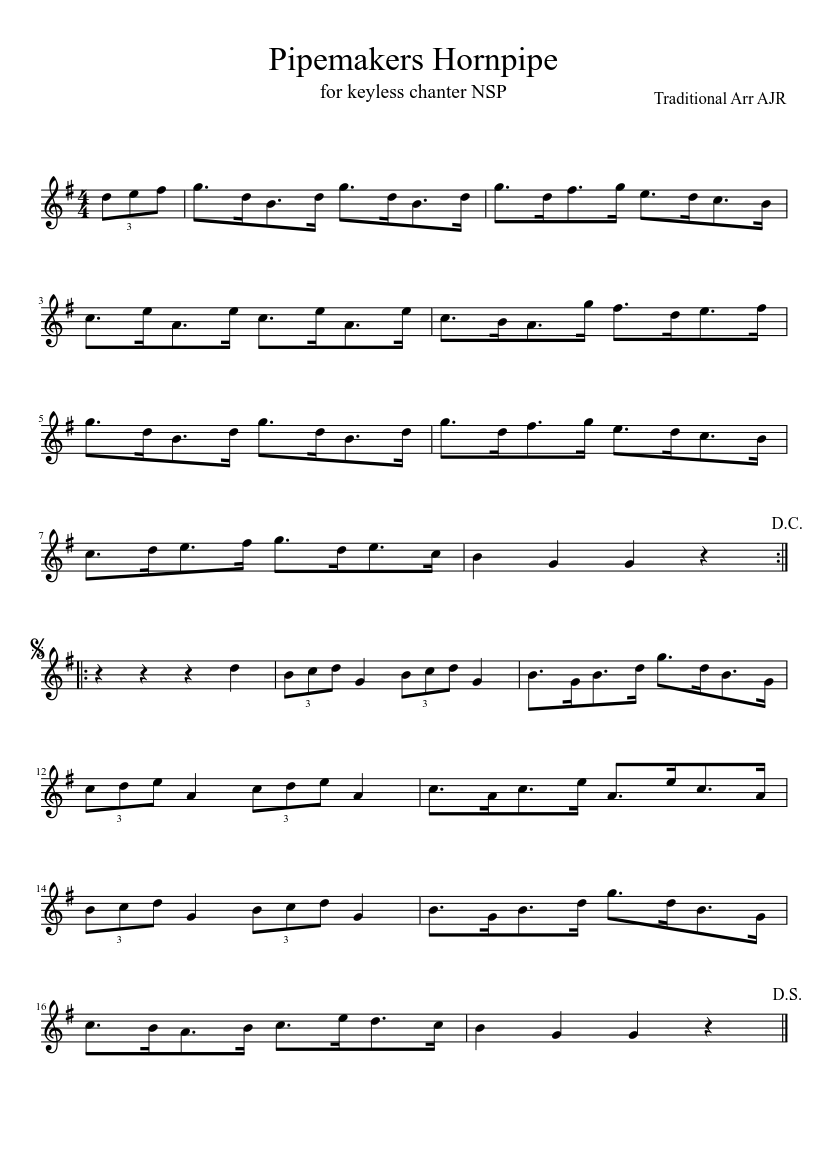 Pipemakers Hornpipe - piano sheet music page 1