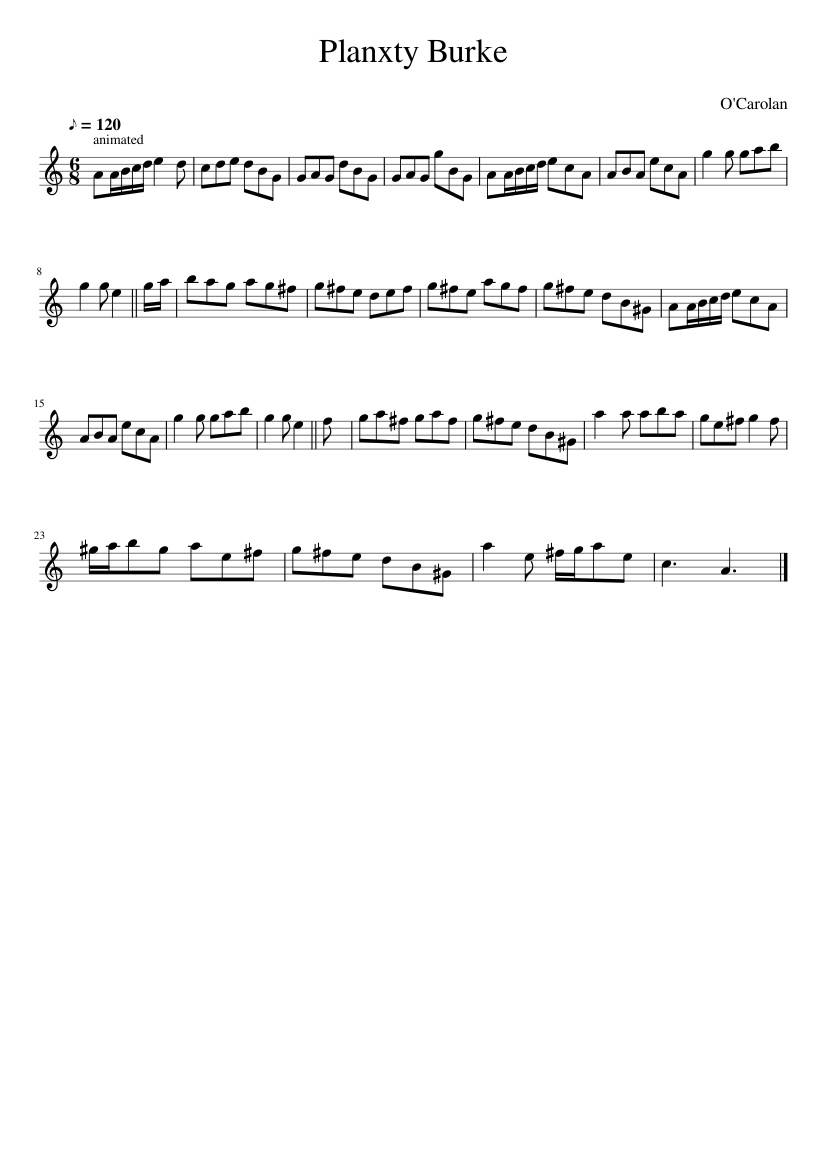 Planxty Burke - piano sheet music page 1