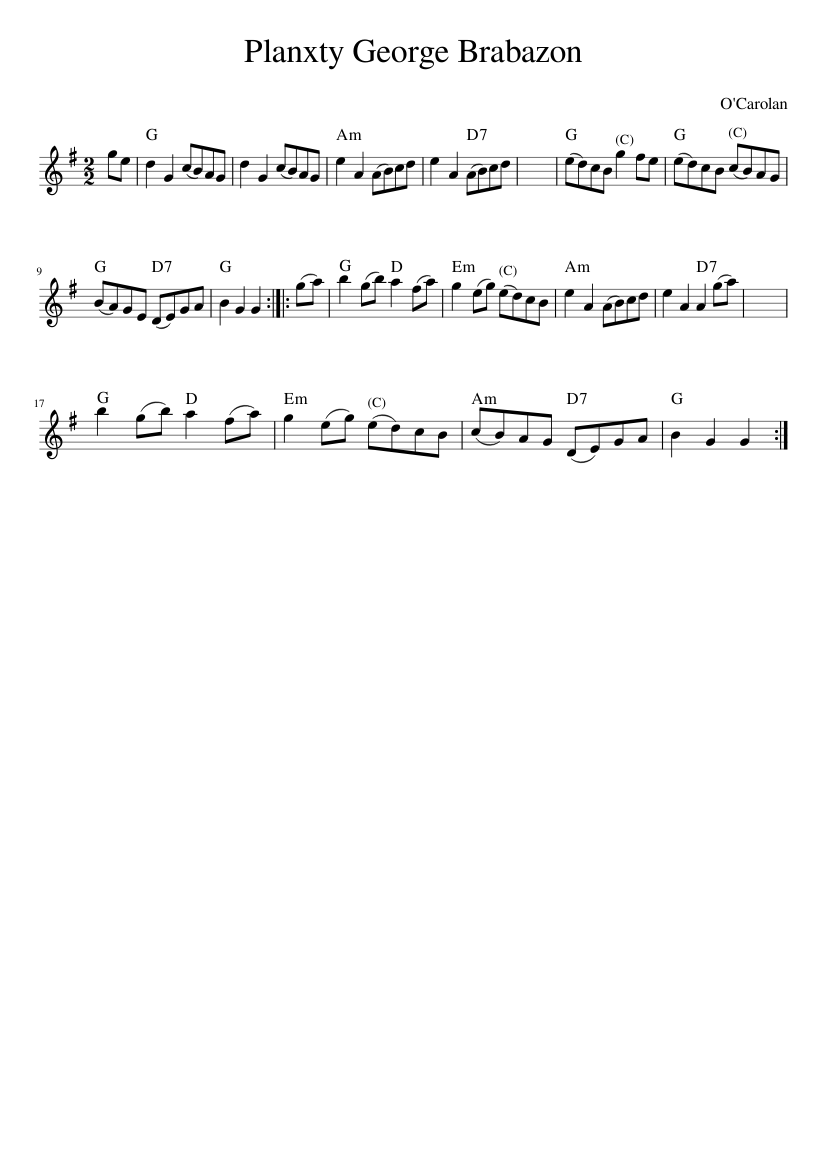 Planxty George Brabazon - piano sheet music page 1