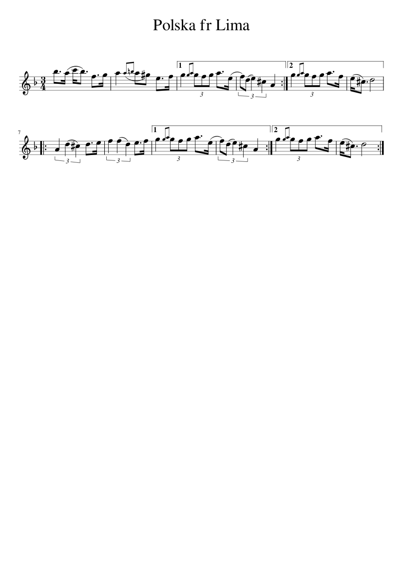 Polska fr Lima - piano sheet music page 1