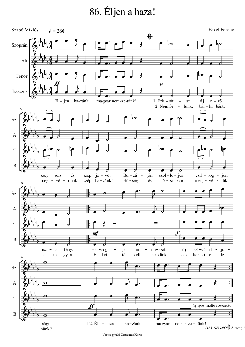 Porti Éljen a haza - piano sheet music page 1