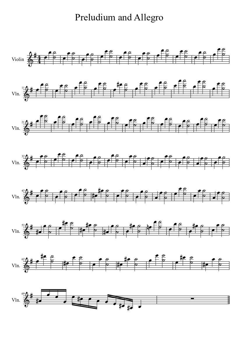 Preludium and Allegro Practice sheet - piano sheet music page 1