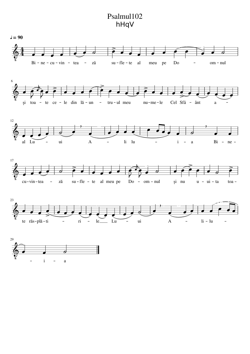 Psalmul 102 - piano sheet music page 1