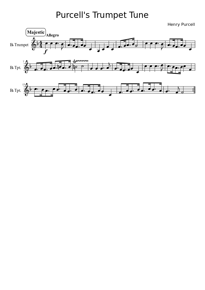 Purcell's Trumpet Tune - piano sheet music page 1