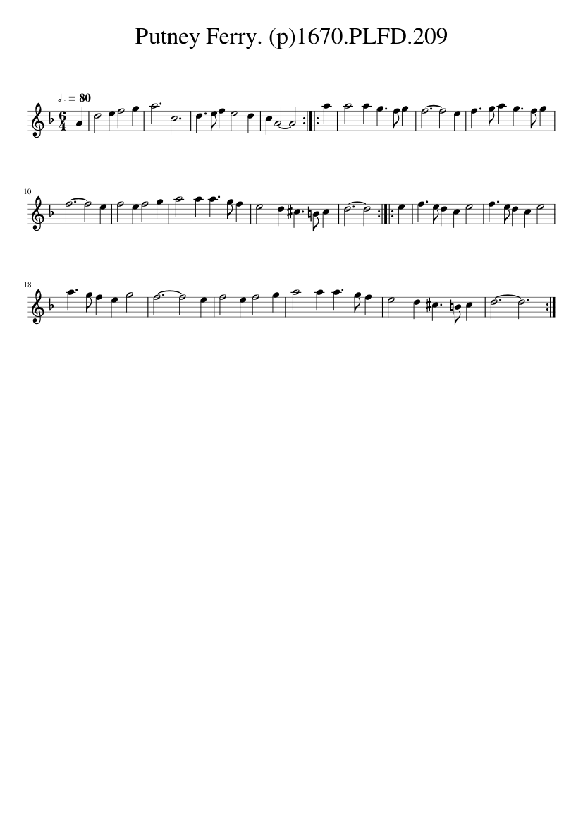 Putney Ferry. (p)1670.PLFD.209 - piano sheet music page 1