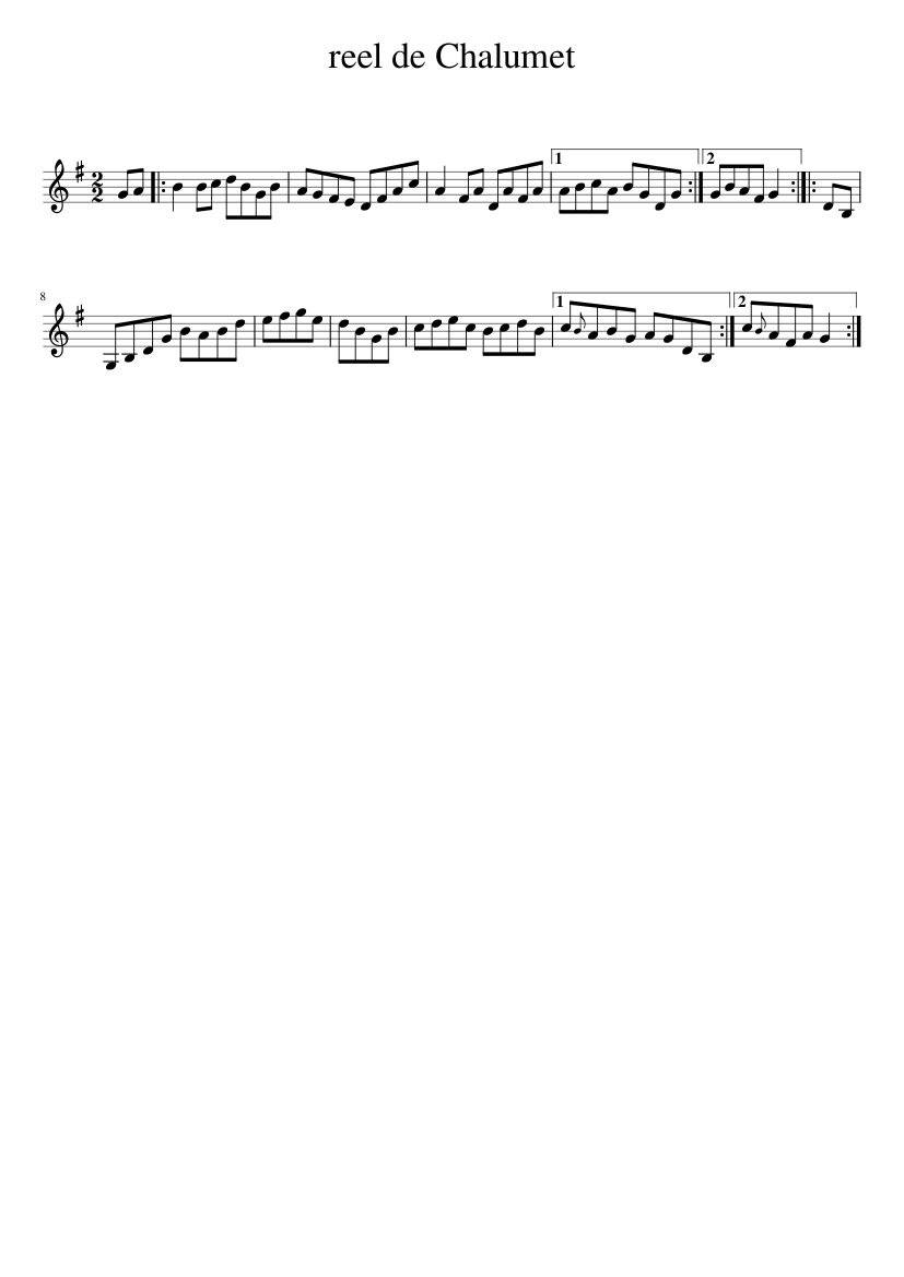 reel de Chalumet - piano sheet music page 1