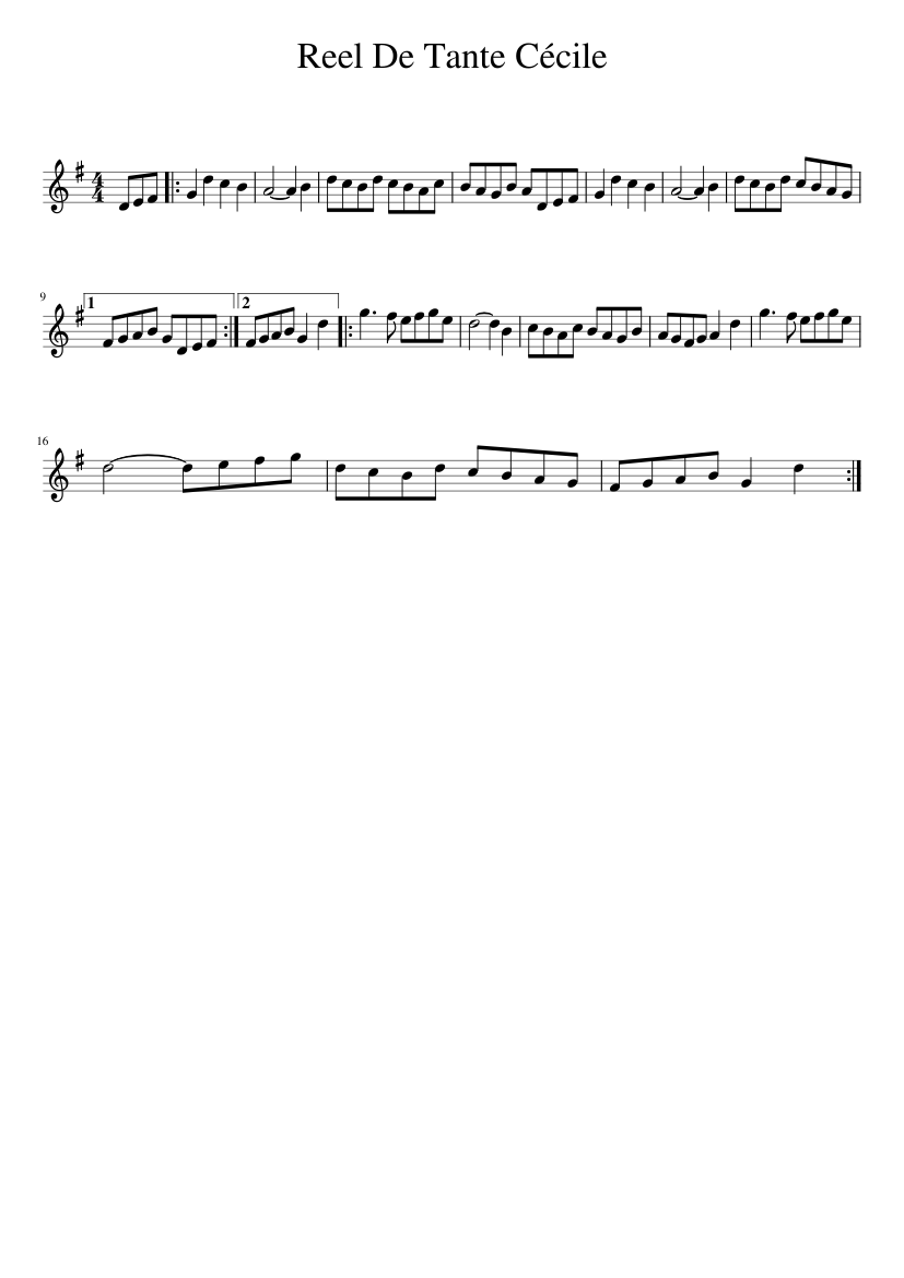 Reel De Tante Cécile - piano sheet music page 1