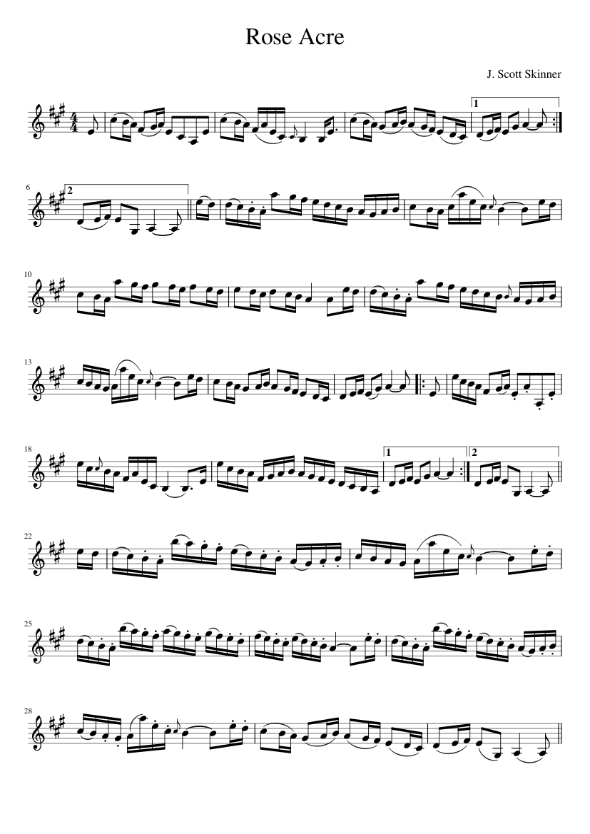 Rose Acre - piano sheet music page 1