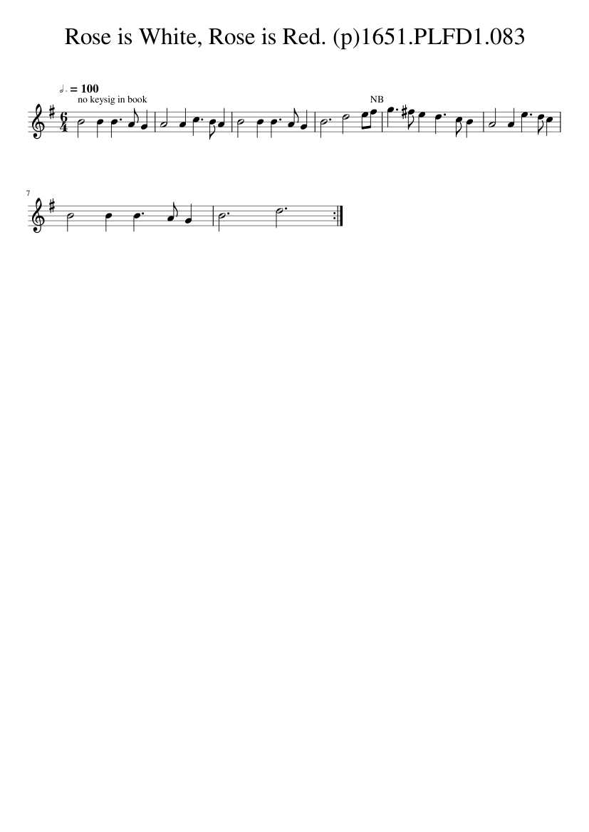 Rose is White, Rose is Red. (p)1651.PLFD1.083 - piano sheet music page 1